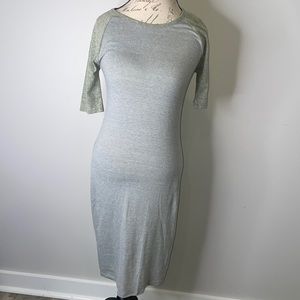 LuLaRoe Julie Heathered Grey & Green